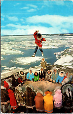 Postcard Point Barrow Alaska Blanket Tossing by Arctic Eskimos Posted 1968 picture