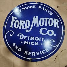 FORD DETROIT PORCELAIN ENAMEL SIGN 30 INCHES ROUND picture