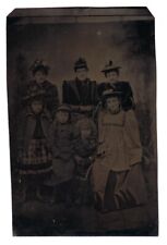 c1860s Wealthy Family Hats Fur Coats 1/2 Plate Tintype 7x4” High Quality picture