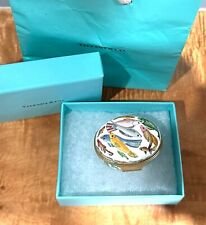 RARE HALCYON DAYS ENAMELS DESIGNED By TIFFANY Co. TROPICAL FISH OVAL TRINKET BOX picture