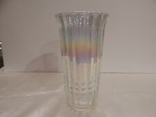 Vintage FTD Clear Iridescent Ribbed Glass Flower Vase circa 1986 picture