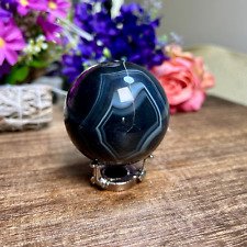 295g White-black Banded Agate Quartz Crystal Sphere Display Healing 59mm 6th picture