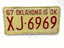 Vintage Oklahoma License Plate 1967 # XJ-6969 picture