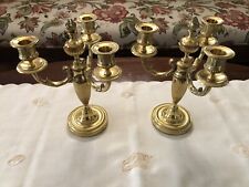 PAIR Antique Ornate Heavy Solid Brass Candelabra 3 Arms  picture