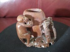 NEAT Vintage Chinese Monkey Stone Carving Toothpick Holder picture