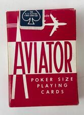 Aviator 914 Poker Size Vintage Airplane Art Playing Cards Blue Seal Red Deck USA picture