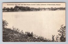 Osawatomie KS-Kansas, Osawatomie City Lake, Antique Vintage Souvenir Postcard picture