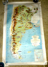 LOVELY  ILLUSTRATED CARTOON MAP MAPS ARGENTINA AIRPLANES TRAINS  BUS  1966 picture