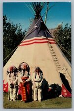 Tepee Tipi Native American Culture Headdress Indian Braves 1950s Postcard Vtg A7 picture