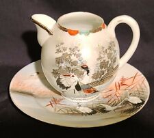 Antique Kutani Crane Pattern Tea Pot & Plate picture