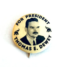 1948 Vintage Button Thomas Dewey President Campaign Badge Pin Politics Pinback picture