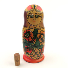 Russian Matryoshka Hand Carved Hand Painted Nesting DOLL Set 8 PC Flowers picture