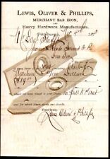 1873 Pittsburgh Pa - Lewis Oliver & Phillips - Hardware - Rare Letter Head Bill picture