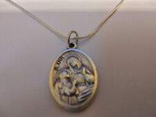 St Saint Ann Anne medal 925 sterling silver chain necklace + prayer card lot picture