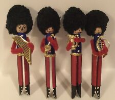 Vtg. Christmas Queens Guard Band Handmade Wood Clothespin Ornaments  (4) picture
