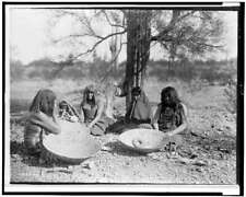 Maricopa group,women,child,ground,basket trays,Indians,Arizona,AZ,E Curtis,c1907 picture