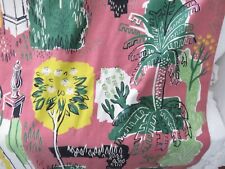 Vintage Tropical Tiki HUt Meets MCM Cotton Barkcloth Fabric NEVER USED Excellent picture