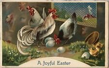 Postcard Vintage Easter Card Embossed. Chickens Baby Chicks Eggs picture