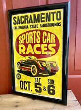 Framed 50s/60s Sacramento Cali State Fairgrounds Sports Car Races Poster Bugatti picture