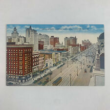 Postcard New Orleans Louisiana LA Canal Street Aerial View Street Car 1940s picture