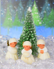 Vintage West Germany Plastic Snow Angels And Bottle Brush Christmas Tree picture