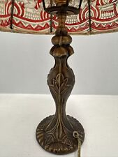 Vintage Antique Tiffany Style Brass Bronze Lamp 16.5” Fleur De Lis Lamp Base picture