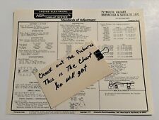 AEA Tune-Up Chart System 1971 Plymouth Barracuda Satellite Valiant 318 340 Eng picture