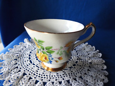 Vintage Royal London Bone China England Yellow Roses Footed Tea Cup Gold Trim picture
