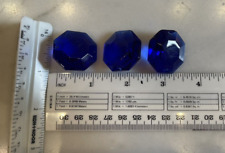 14 Vintage  Blue Chandelier Tear Drop Faceted Crystal Glass Prisms picture