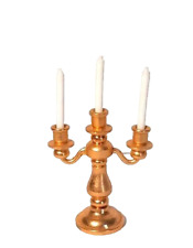 3 Arm Mini Miniature Gold METAL  Candelabra Small Candle Stick Holder Doll House picture