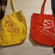 2 Vintage double sided denim Alpo Garfield tote bag 1978 Red Yellow picture