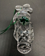 Galway Irish Crystal Golf Bag & Clubs Christmas Ornament Shamrock Detail picture