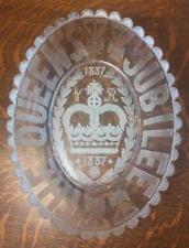 Antique Queen Victoria Golden Jubilee 1837-1887 Pressed Clear Glass Hobnail Bowl picture