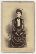 Antique c1880s Cabinet Card Beautiful Woman Stunning Dress Gloves New York, NY picture