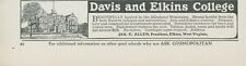1912 Davis Elkins College WV Jas Allen West Virginia Vtg Print Ad CO4 picture