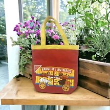 Vintage Nabisco ADI Barnums Animals Crackers Canvas Small Tote Bag Classic Cage picture