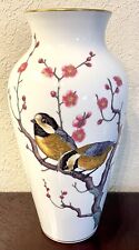 Franklin Mint Heralds Of Spring Vase Birds Cherry Blossoms Hand Painted Signed picture