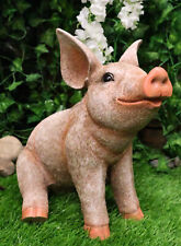 Large Country Farmhouse Adorable Realistic Animal Farm Babe Pig Sitting Statue picture