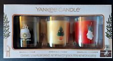 Yankee Candle 3 Pack Pillar Holiday Christmas NEW Set Cookie Balsam Cinnamon picture