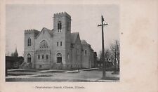Clinton IL Illinois Presbyterian Church Center Main Street Vtg Postcard D65 picture