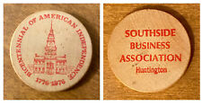 Vintage Wooden Nickel American Bicentinnial Souvenir Huntington, Indiana  picture