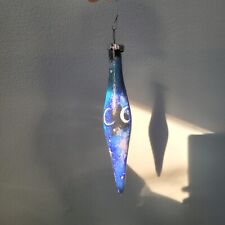 Vintage Hand Painted Glass Ornament, Moon Phase Galaxy Whimsical Original Art picture