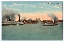 c1930's Steamer Ship Harbor Detroit Michigan MI Unposted Vintage Postcard picture