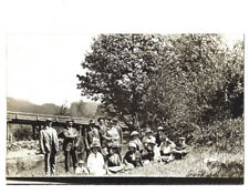 c.1900s Loving Family By River Train Railway RPPC Real Photo Postcard UNPOSTED picture
