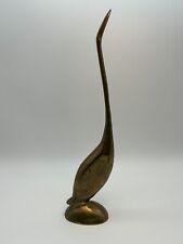 Solid Brass Heron Bird Sculpture Vintage 13.75” Heavy picture