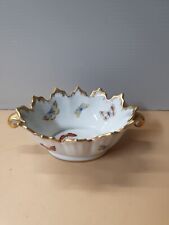 Vintage Limoges France Porcelain Butterfly Bowl Dish Gilt Trim Handles picture