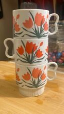 Vintage Stylecraft Red Tulip Stacking mug/cup  Eames Mid-Century |ceramic... picture