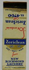 Zoriclean See Why Men Favor Richmond Laundry Chico CA Vintage Matchbook Cover picture