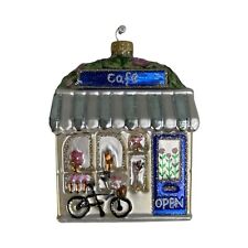 Christmas Ornament Cafe Coffee Shop French Cafe Glass Holiday Tree Decoration picture