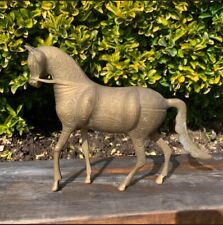 Large Vintage Brass Horse Figure Etched Design Asian/ Indian picture
